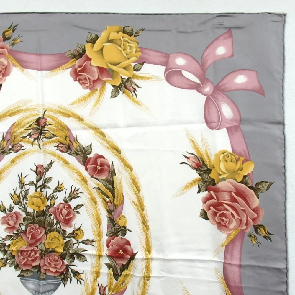 Authentic Christian Dior Floral scarf silk [Used]